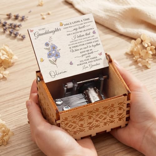 Personalized Granddaughter Music Box with Floral Design - Heartfelt Gift from Grandma