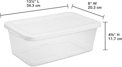 Clear Plastic Storage Boxes by 20-Pack | Stackable 6 Quart Bins for Closet, Kitchen & Office Organization