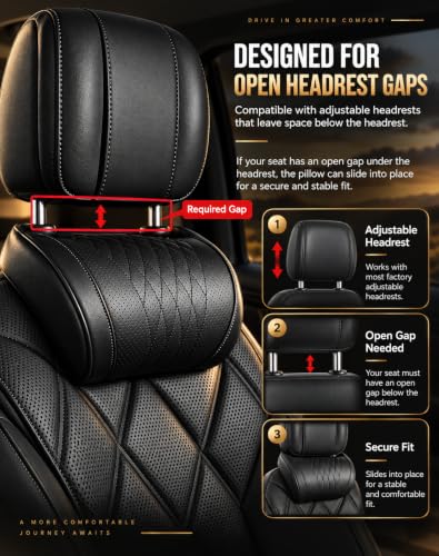 Universal Memory Foam Car Headrest Neck Pillow Black - Adjustable & Removable Cover