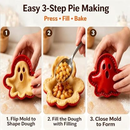 Halloween Mini Hand Pie Mold Set with Skull Shape for Baking - Reusable Food-Grade Molds
