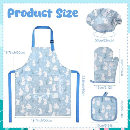 Kids Apron and Chef Hat Set - Rabbit Variation, Play Kitchen Accessories
