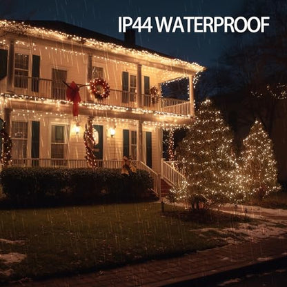 Outdoor Christmas String Lights 1000 LED Warm White with Remote & 8 Modes
