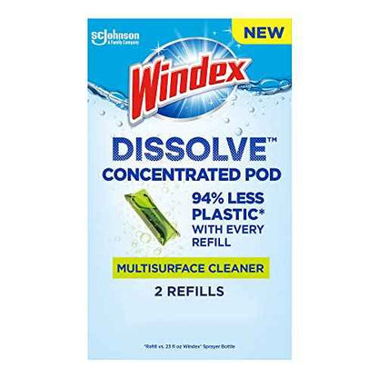 Windex Dissolve Concentrated Pods, Multisurface Cleaner, 2 Concentrated Dissolvable Refill Pods