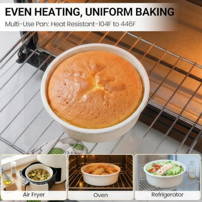 Mini Cake Pans 4 Inch Silicone with Metal Reinforced Frame 4 Pack Cream
