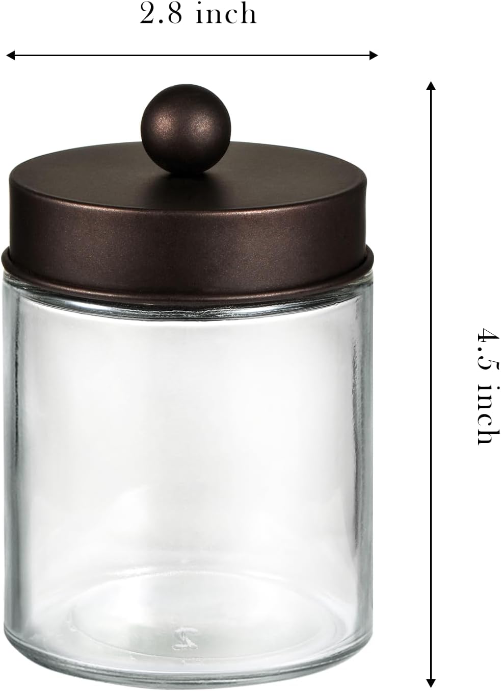 SheeChung Qtip Dispenser Holder Set - 4 Glass Apothecary Jars with Bronze Lids | Bathroom Storage Organizer