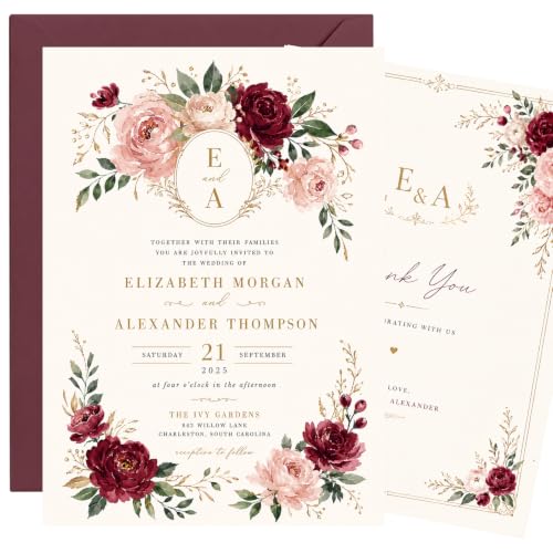 Personalized Wedding Invitations Floral Card - Color 10