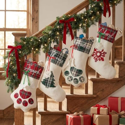 Personalized Pet Christmas Stocking with Name - Red Paw with Bone Variation