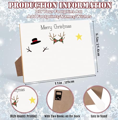 Christmas Tree Snowman Elk Handprint Sign - 8.5x11in Wooden DIY Wall Decor (Variation: Christmas Tree Snowman Elk)