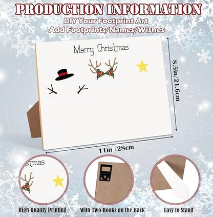 Christmas Tree Snowman Elk Handprint Sign - 8.5x11in Wooden DIY Wall Decor (Variation: Christmas Tree Snowman Elk)