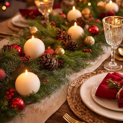 White Christmas Ball Candles 4pcs - Round Wax Table Decor