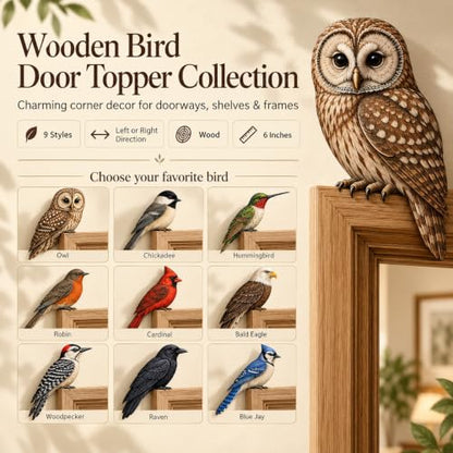 Wooden Bird Door Topper - Cardinal Bird Shape Corner Decor