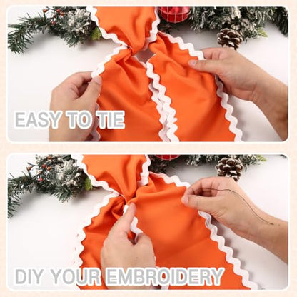 Fall Wreath Sash for Front Door - Orange Satin DIY Embroidery Accessory - 5x54 Inches (Variation: Orange / 1)