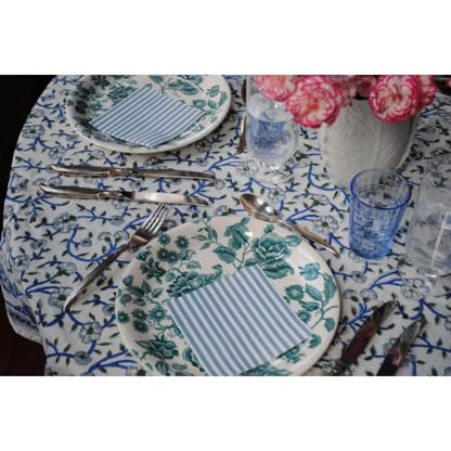 Disposable Blue and White Striped Cocktail Napkins - 100 Pack (2 x 50)