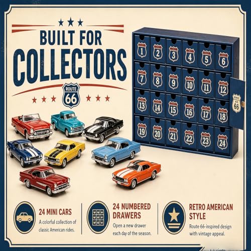 24 Days Classic American Car Advent Calendar - 3D PVC Collectible Set