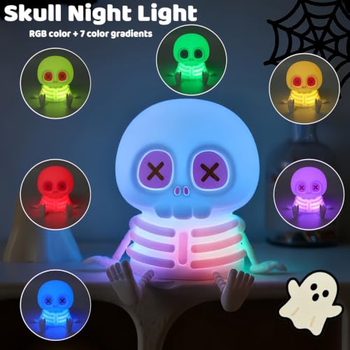 RGB Silicone Skull Night Light Kids Skeleton Lamp with Touch Control - Colorful Skull 01