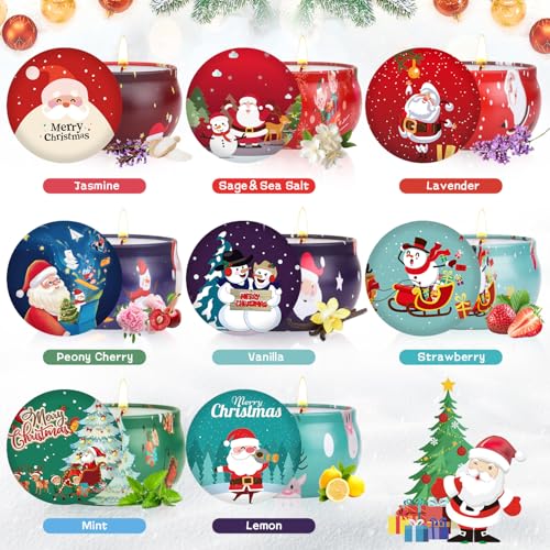 Christmas Scented Candle Set - 8 Pack Aromatherapy Candles for Holiday Decor and Gifts