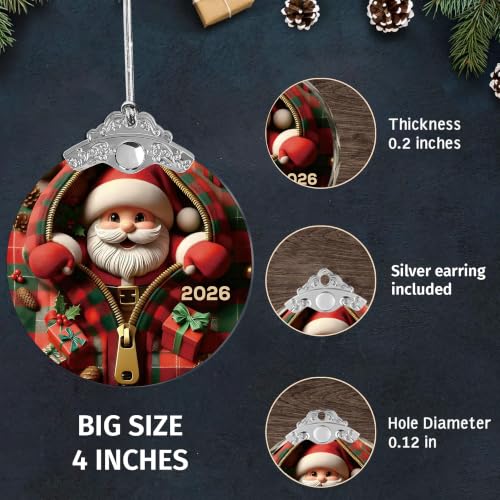Devory 4-inch Acrylic Santa Claus Christmas Tree Ornament - Festive Holiday Decor, Shatterproof & Ready to Gift - Santa Onm Variation