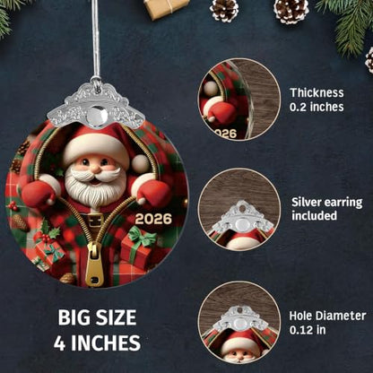 Devory 4-inch Acrylic Santa Claus Christmas Tree Ornament - Festive Holiday Decor, Shatterproof & Ready to Gift - Santa Onm Variation