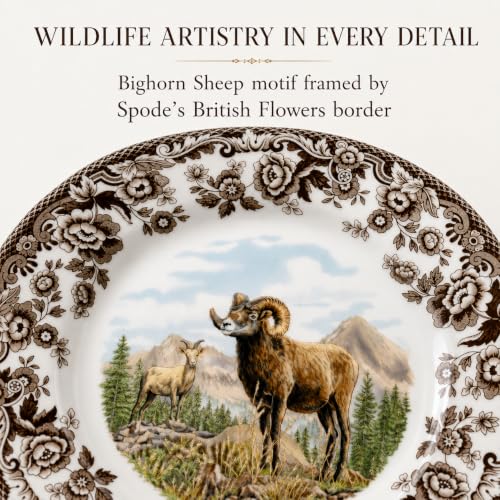 Multicolor Dinner Plate with Bighorn Sheep Motif - 10.5 Inch