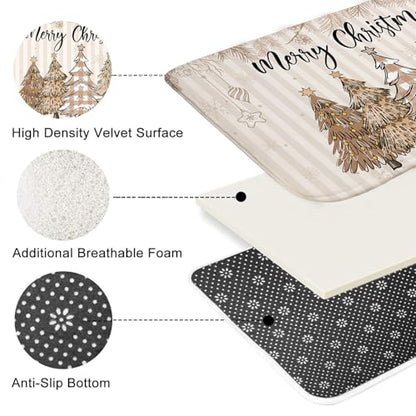 Christmas Shower Curtain Set with Non-Slip Rugs Bathroom Decor 4 Pieces