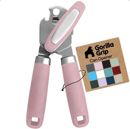 GORILLA GRIP Heavy Duty Can Opener - Smooth Edge Design with Comfortable Handle | Pink Color