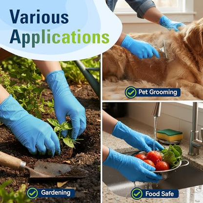 SWIFTLITE Nitrile Gloves, Food Safe Disposable Gloves Latex Free, Blue Rubber Gloves Powder Free for Food Prep, Cooking, Kitchen Cleaning (Small, 100)