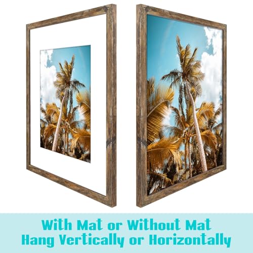 Frametory 16x20 Picture Frame for Wall, Display Picture 11x14 with Mat or 16x20 Without Mat, Gifts for Family (Black, 3 Pack)