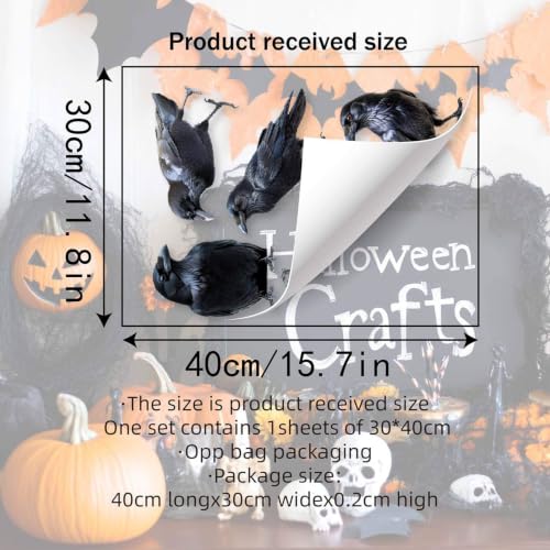 Halloween Crow Raven Static Window Clings - 6Pcs Gothic Black Bird Stickers with Style19