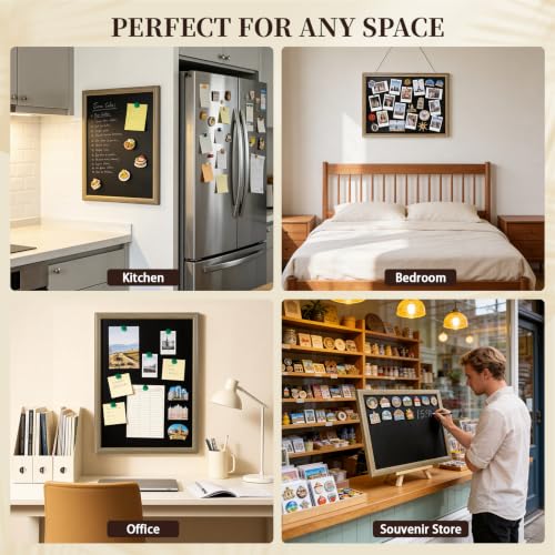 Magnet Wall Board for Fridge & Decor, Large Magnetic Display Frame, Rustic Wooden