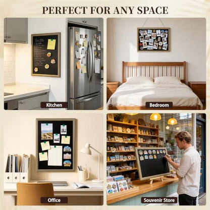 Magnet Wall Board for Fridge & Decor, Large Magnetic Display Frame, Rustic Wooden