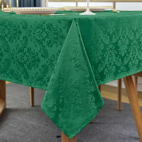 Christmas Jacquard Tablecloth 60 x 84 Inch Rectangular - Green, Holiday Decor