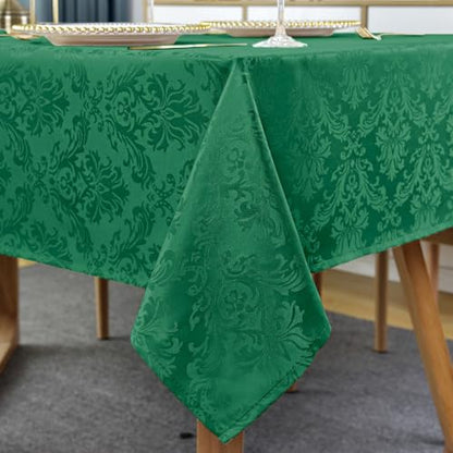 Christmas Jacquard Tablecloth 60 x 84 Inch Rectangular - Green, Holiday Decor