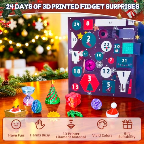 24pcs Fidget Toys Advent Calendar - Stress Relief Spiral Cone & Pyramid Set