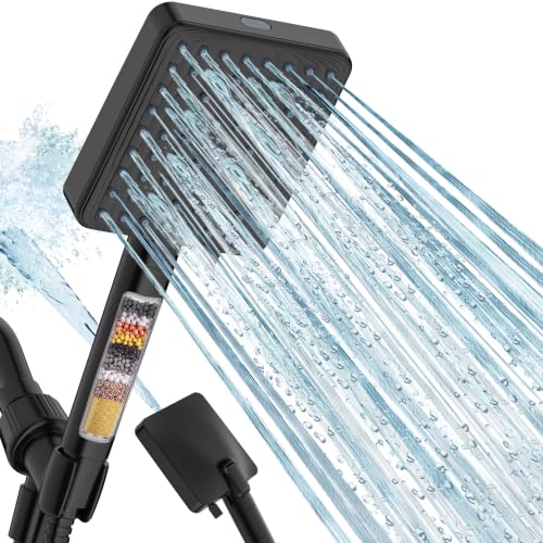 MakeFit Black Handheld Shower Head with Filter & 7 Modes - High Pressure