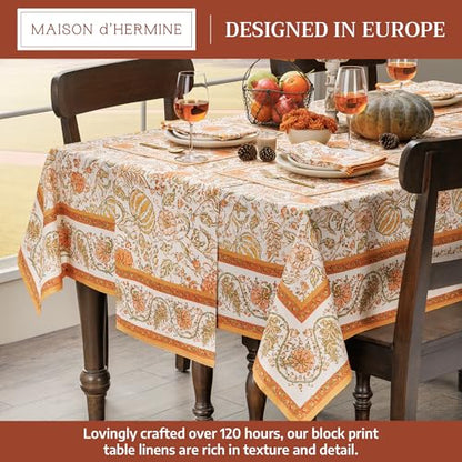Maison d'Hermine Rectangular Cotton Tablecloth 54x72 Inches Pumpkin Spice Variation
