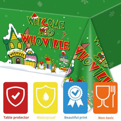 3-Pack Christmas Tablecloths 108x54 Inch Waterproof Holiday Party Decor