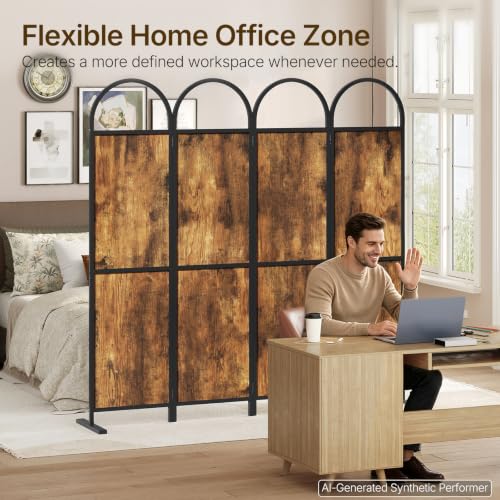4-Panel Folding Room Divider Screen, 5.6 ft Tall Privacy Screen