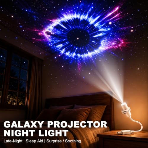 HD Star Projector for Bedroom Ceiling - Galaxy & Ocean Light with 360° Adjustable Angle