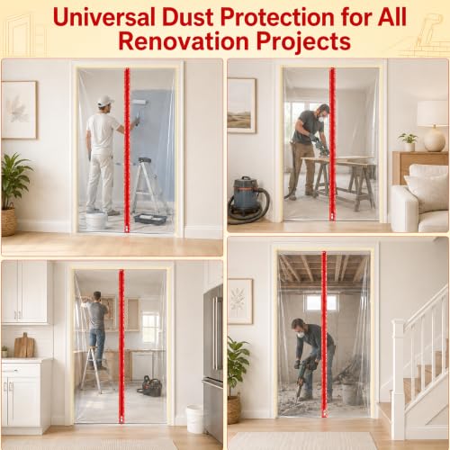 Dust Barrier Plastic Zipper Door Kit for Home Renovation and Dust Protection