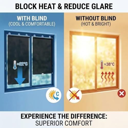 Blackout Window Shade with Suction Cups - No Drill, 30W x 78H - Black / Silver