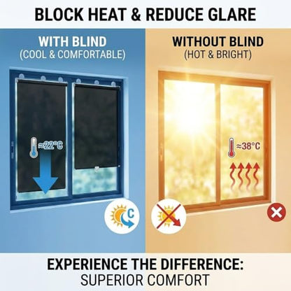 Blackout Window Shade with Suction Cups - No Drill, 30W x 78H - Black / Silver