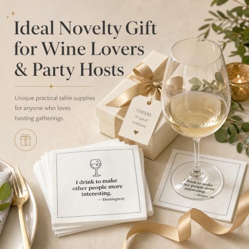 Funny Drinking Cocktail Napkins 50 Pack - Linen-Blend, 3-Ply, Humorous Quote