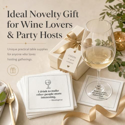 Funny Drinking Cocktail Napkins 50 Pack - Linen-Blend, 3-Ply, Humorous Quote