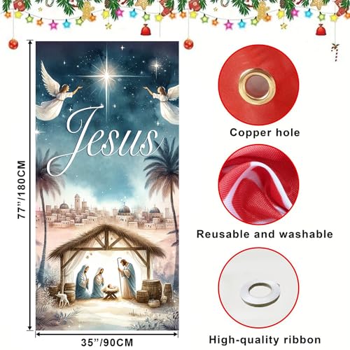 Christmas Door Banner 71x35 Nativity Scene Jesus Religious Decor - Variation 06