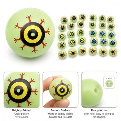 Glow in the Dark Plastic Fake Eyeballs 36-Pack for Halloween Crafts & Pranks