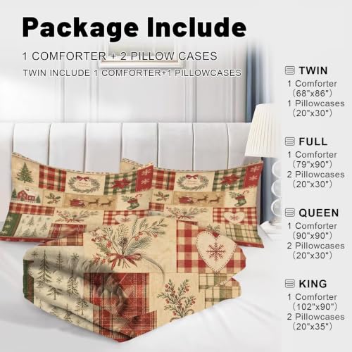 King Christmas Comforter Set - Beige Santa Bedding with Pillowcases - Christmas 02