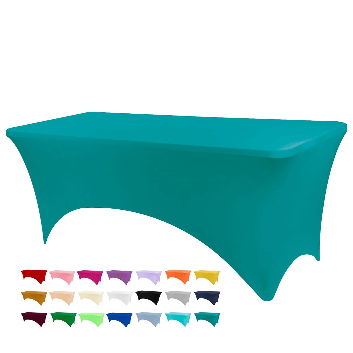 BDDC Table Covers for 4 Foot Tables, Spandex Table Covers 4ft, Jade Green Table Cloths Rectangle 4ft for Events, Wedding, Banquets & Parties