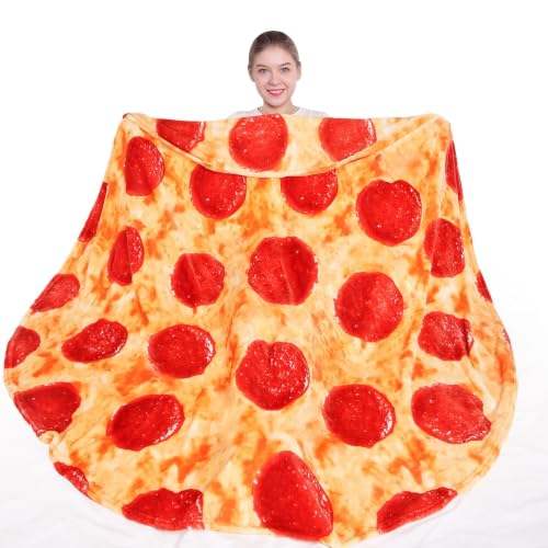 Mermaker Pepperoni Pizza Blanket 71 Inch Throw for Adults & Kids Crimson