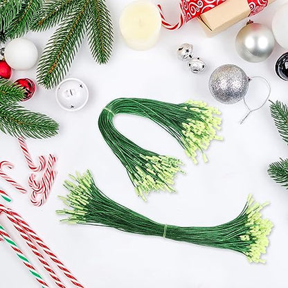 Green Christmas Ornament String Hanger - 200 Pcs, 7.9 Inch Holiday Decoration Hooks