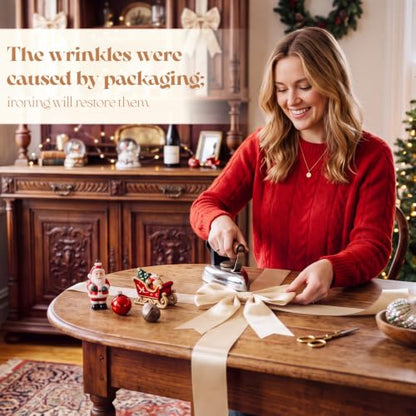 Champagne Christmas Cabinet Bows 12 Pcs Satin Decor for Kitchen & Holiday